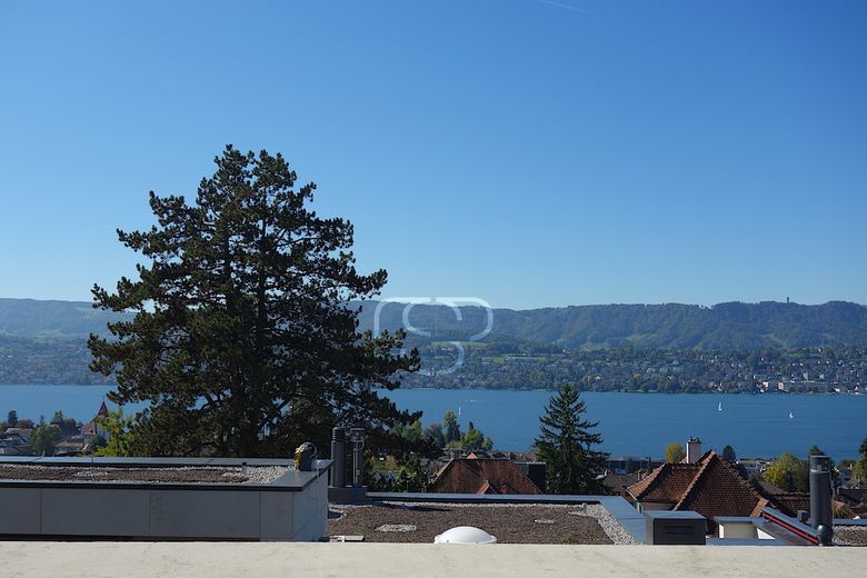 Die Panorama-Aussicht über den Zürichsee aus dem Dachgeschoss