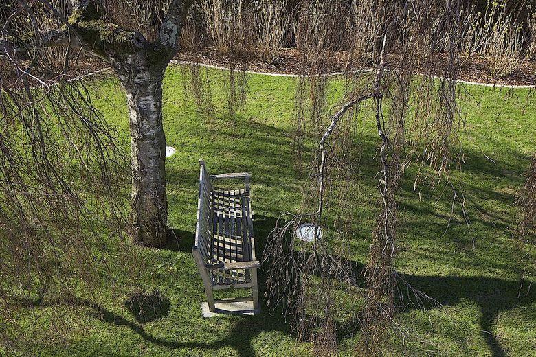 Blick vom Obergeschoss in den Garten