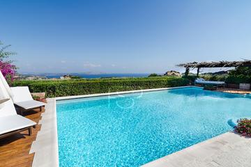 Blick über den Pool aufs Meer
