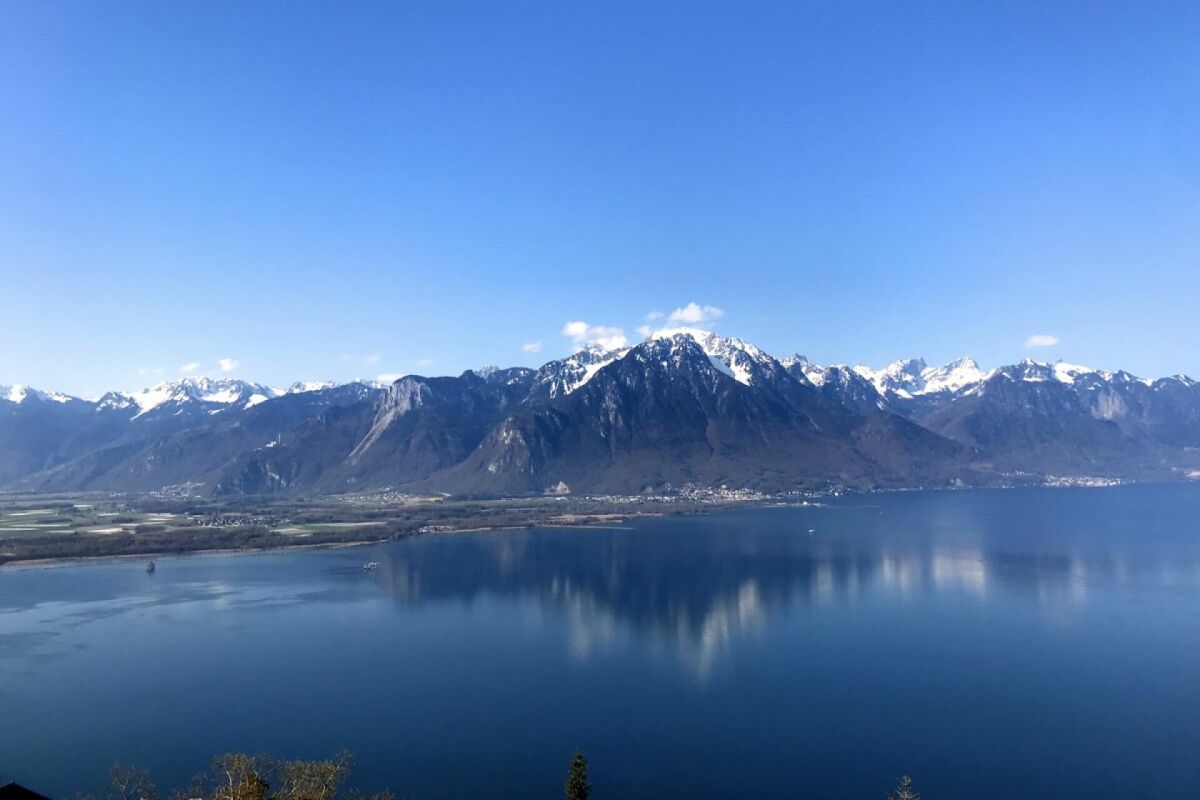 Blick auf die gegenüberliegenden französischen Alpen